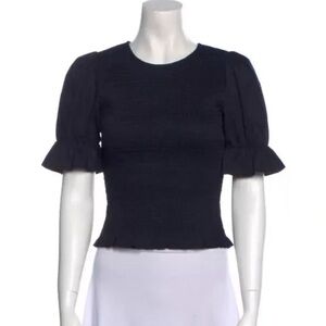 Reformation Top puff sleeve smocked zip back medium